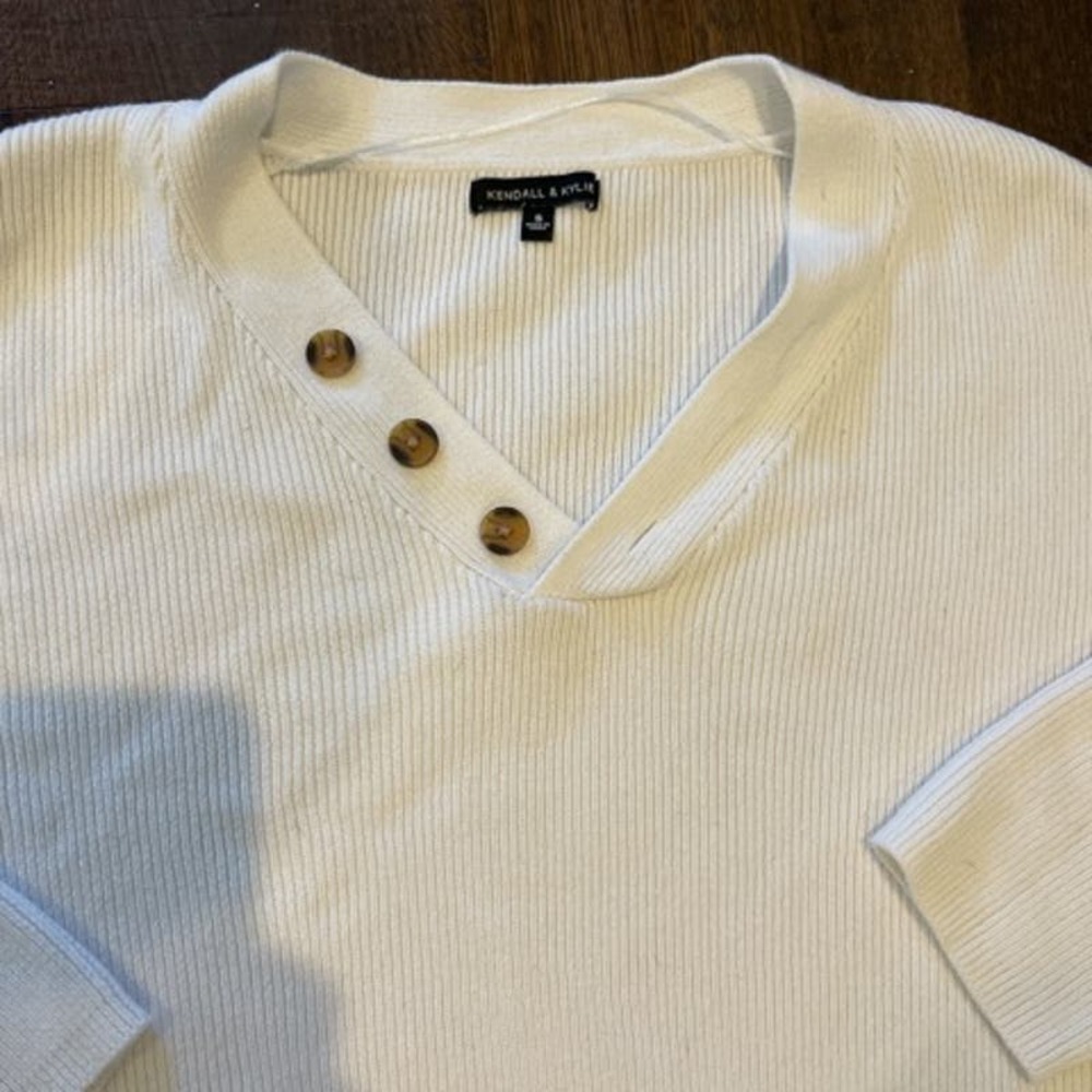 Kendall And Kyle Ribbed Cropped White Sweater Siz… - image 3